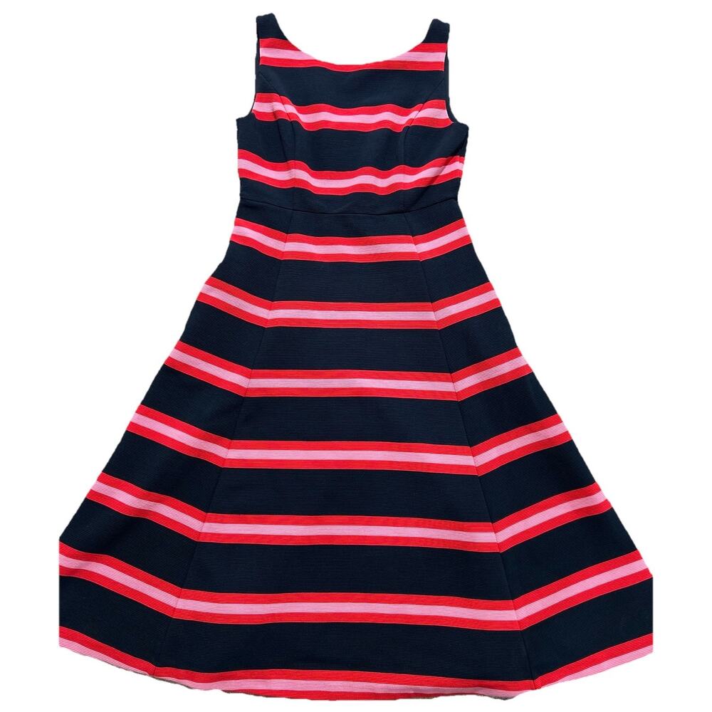 Boden Women’s 4P Petite Scarlet Ottoman Ponte Striped Dress Fit & Flare Pockets - Picture 2 of 10